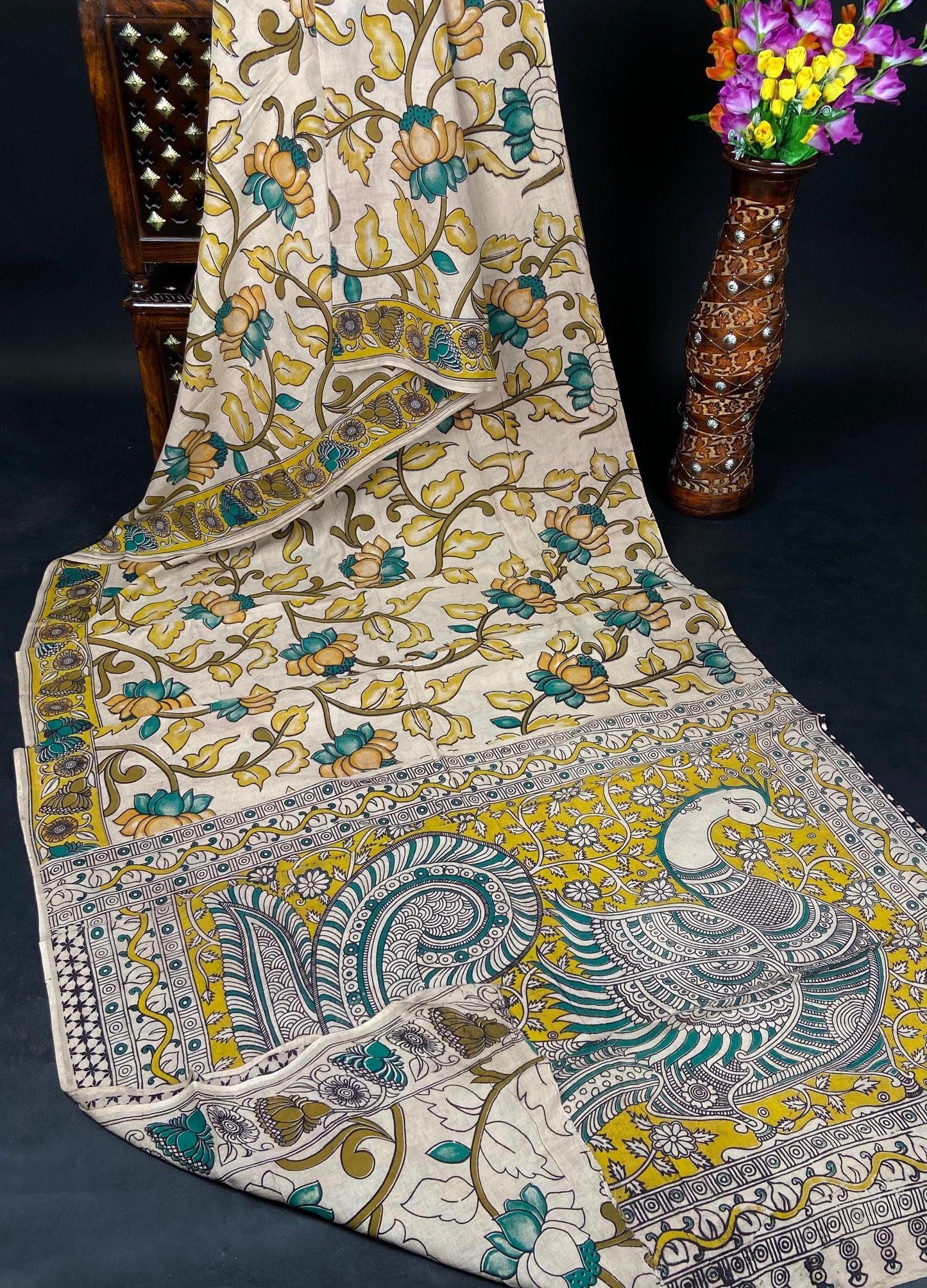 Hand Painted Kalamkari Dupatta