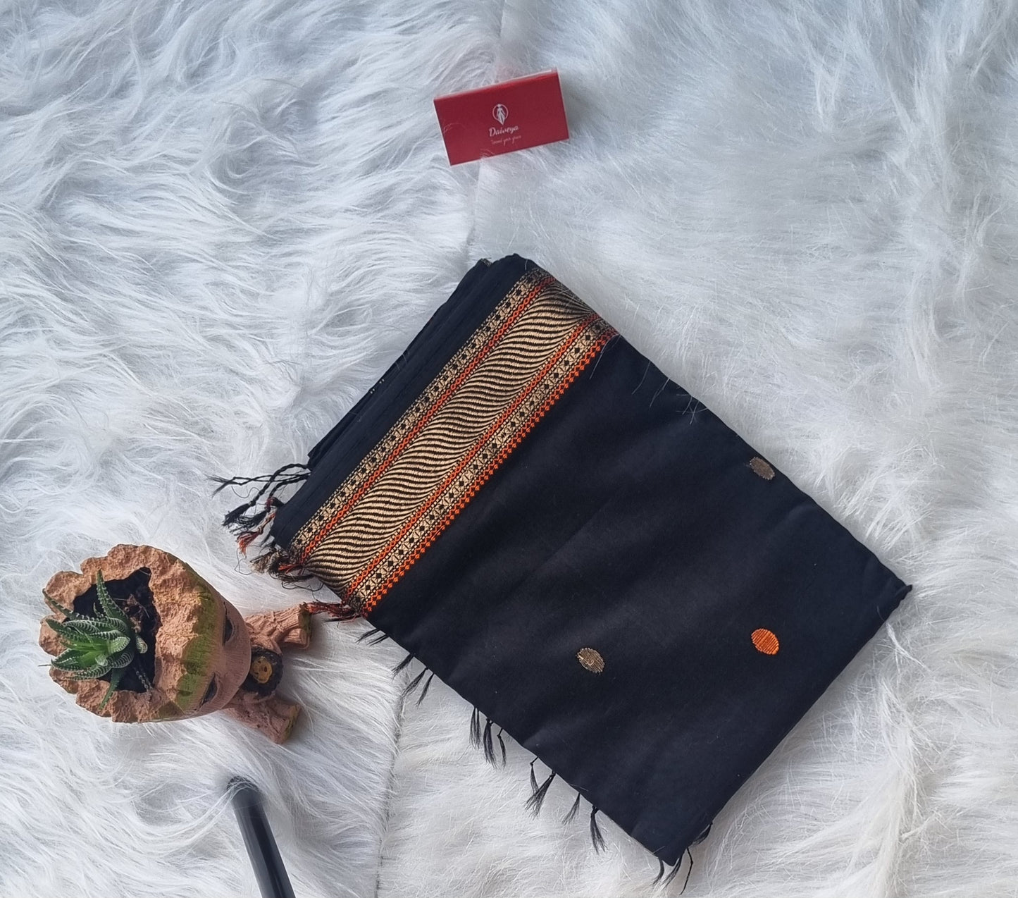 Maheshwari Silk Saree- Black