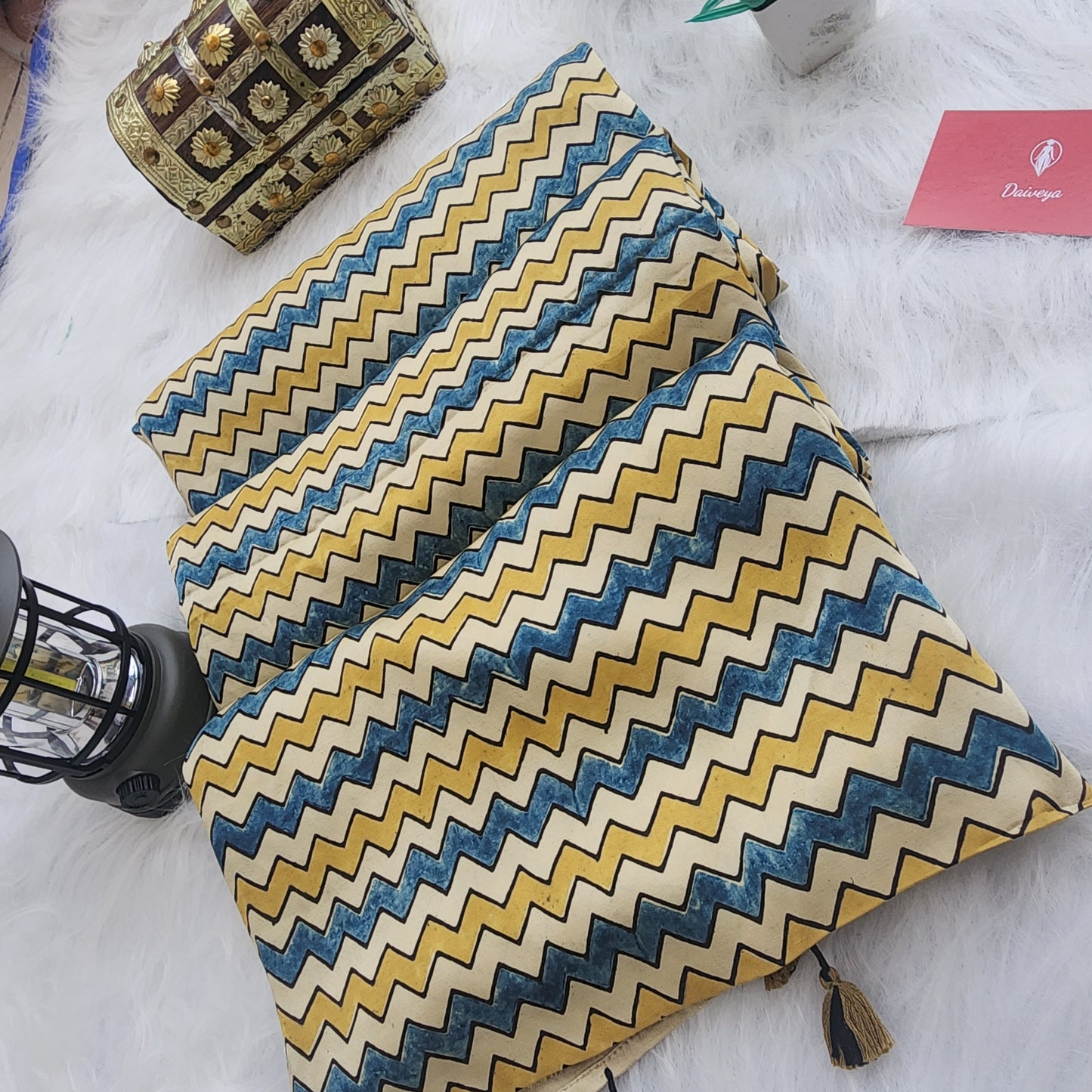 Ajrak Print Modal Silk Sarees- Leheriya yellow