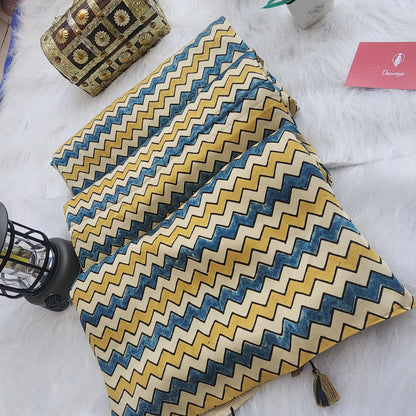 Ajrak Print Modal Silk Sarees- Leheriya yellow