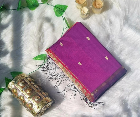 Maheshwari star thin border- Purple and Magenta
