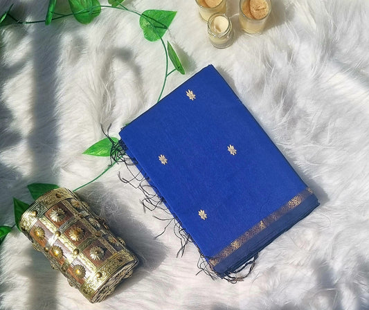 Maheshwari star thin border- Royal blue