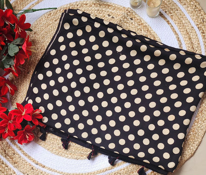 Ajrakh print Modal silk Sarees- Vintage Polka dots