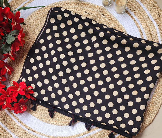 Ajrakh print Modal silk Sarees- Vintage Polka dots