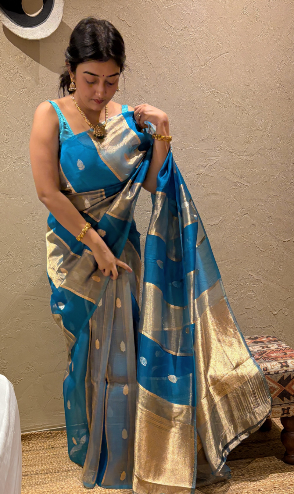 Pure Banarasi Kora Organza- Sky blue