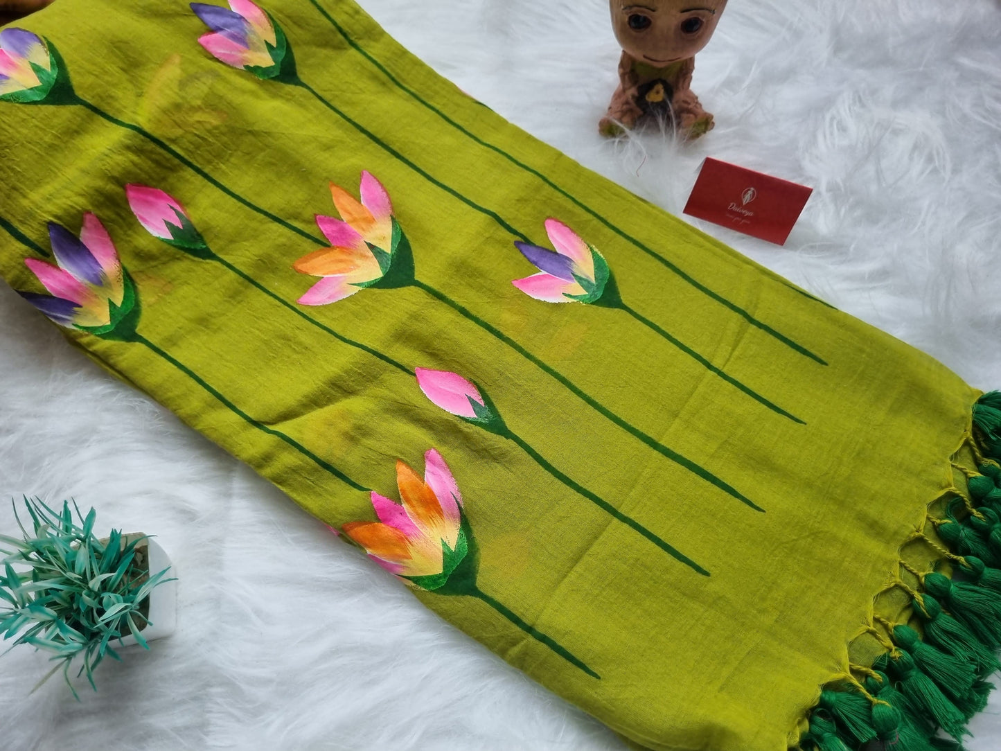 Mul cotton handpainted- light green