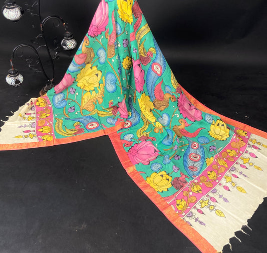 Hand Painted Kalamkari Dupatta