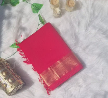 Maheshwari Tissue pallu kota style- Red