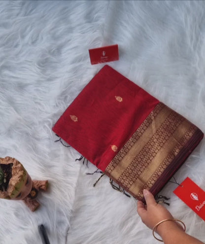 Maheshwari Silk Saree- Red