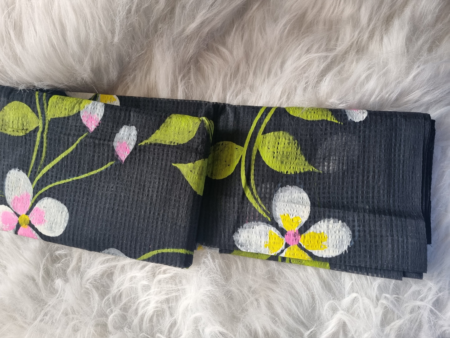 Kota cotton handpainted - Black floral