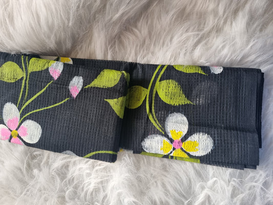 Kota cotton handpainted - Black floral