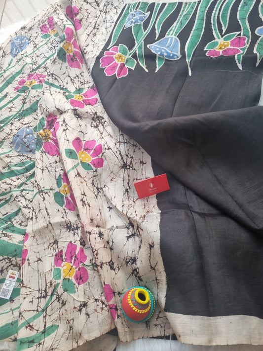 Bengal pure silk handpainted saree