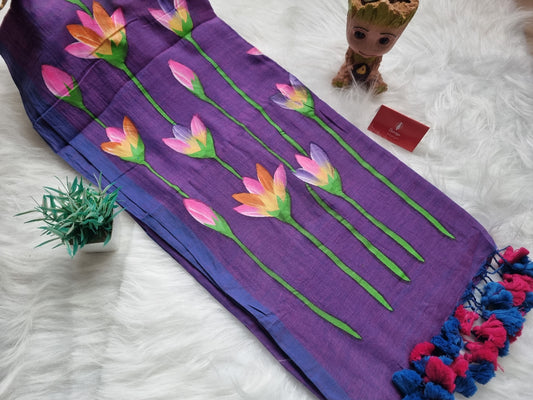 Mul cotton handpainted - light purple