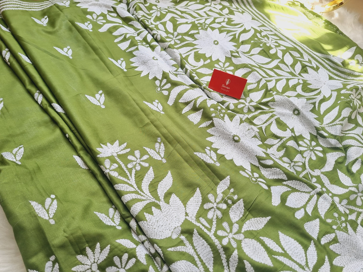 Handstiched Bengal kantha- Light Green