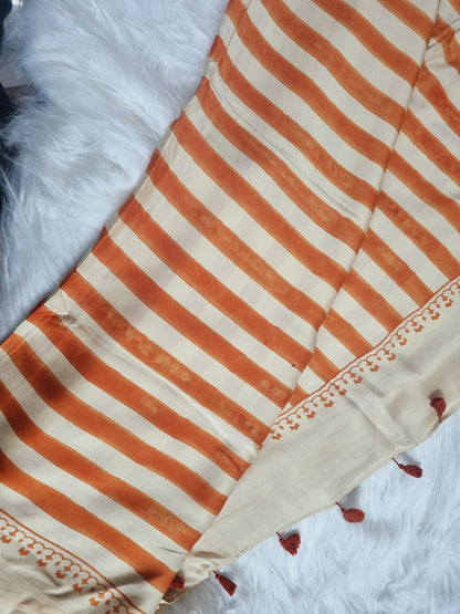 Modal Silk Sarees with Handblocked Ajrak Print